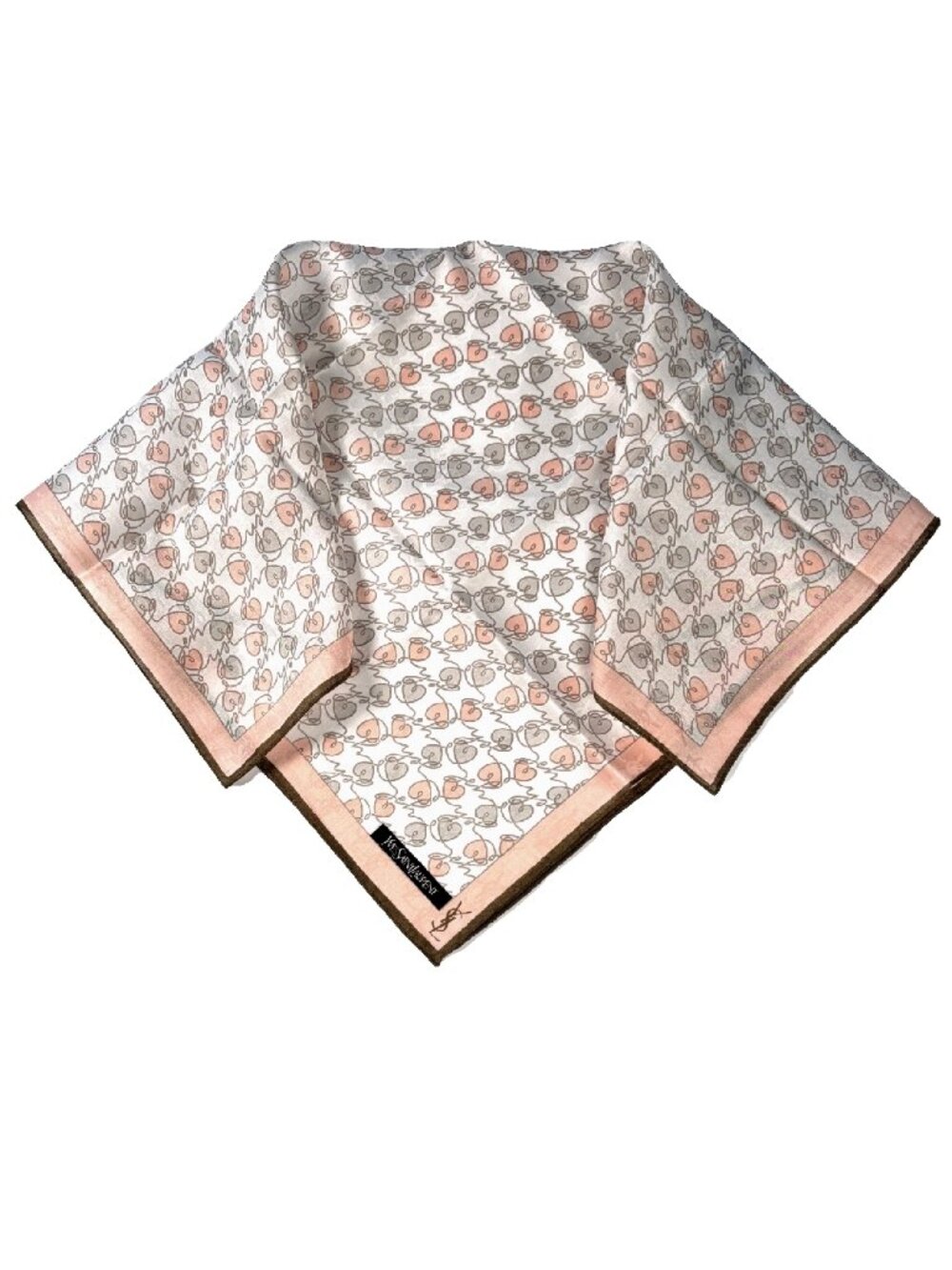 Vintage NWT Yves Saint Laurent Hearts Logo Cotton Scarf